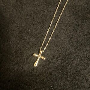 Bubble Cross Gold Necklace